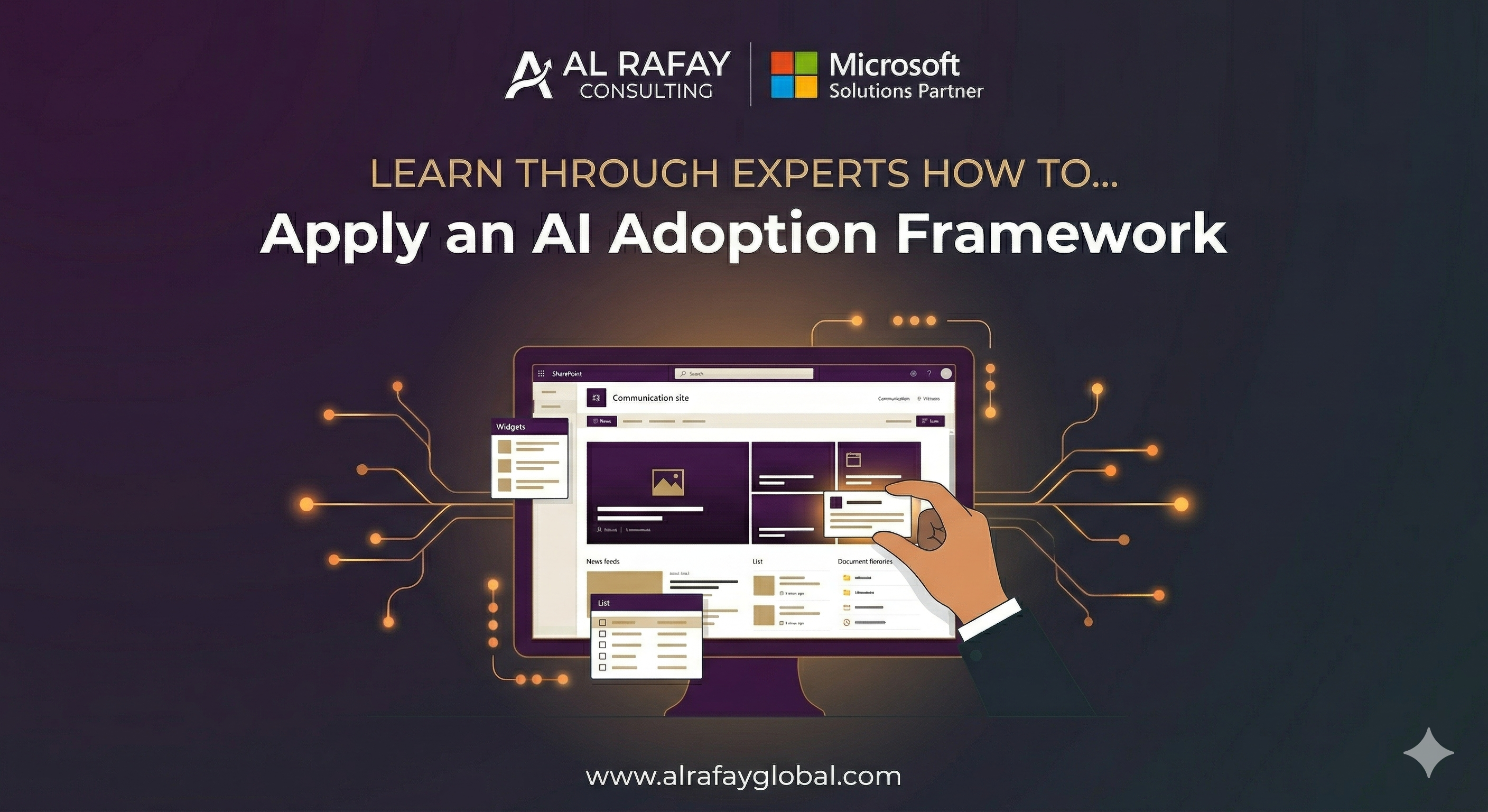 Enterprise AI adoption framework diagram with maturity stages and key workstreams
