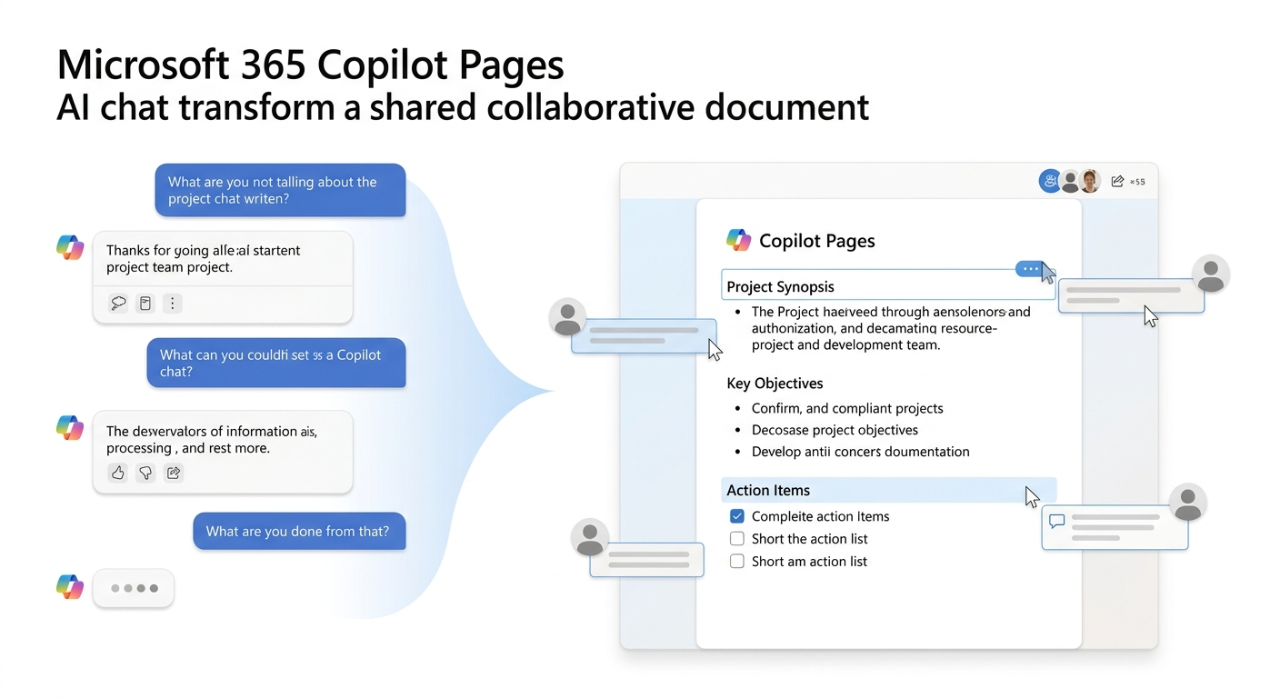 How Microsoft 365 Copilot Pages turns AI chat into collaborative documents — generate, convert, co-author workflow