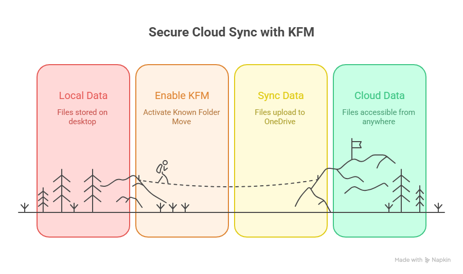 Secure cloud sync lifecycle with OneDrive Known Folder Move
