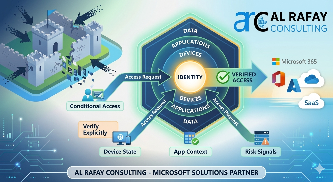 Microsoft Conditional Access — machine learning evaluates 171TB of signals to apply allow/block, MFA, and legacy authentication controls